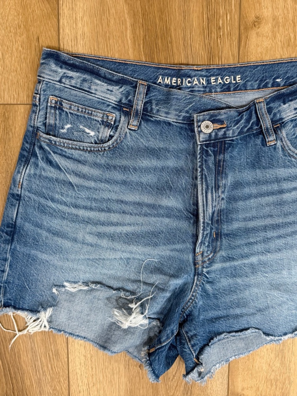 American Eagle Outfitters Distressed Blue Denim Cutoff Shorts